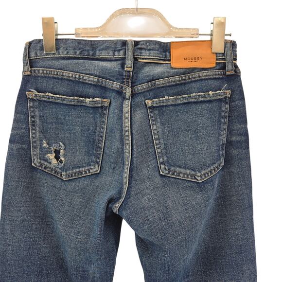 Moussy Vintage Jeans Womens 27 Mid Rise Crop Distressed Japan Designer Rock - Picture 5 of 14